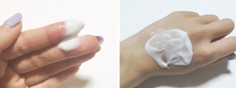 極潤UVホワイトゲルのテクスチャーと使用量の目安