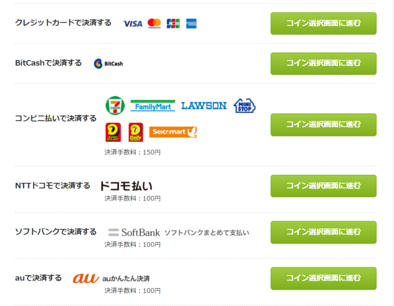 ココナラコイン購入決済方法