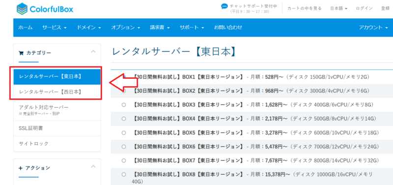 カラフルボックスリージョンの違い
